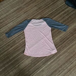 Vanity Essentials Medium Peach/Gray Baseball Style Sleeves Rhinestone Detail